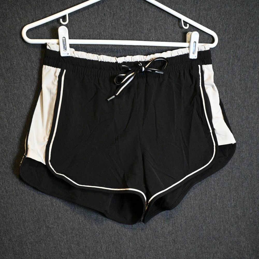 Athleta Women's 4 Colorblocked Shorts Running Active Black and White
